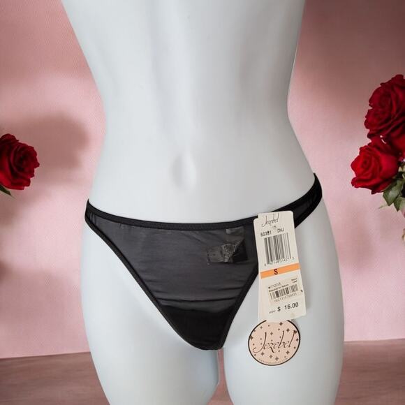 NWT Y2k Jezebel Black Sexy Thong Small Seamless bejeweled Blink - Picture 3 of 6